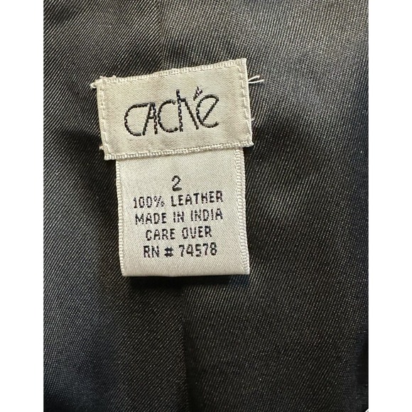 Vintage Y2K Cache Black 100% Soft Leather Pants Size 2 26" Waist Boot Cut NEW - Picture 10 of 11